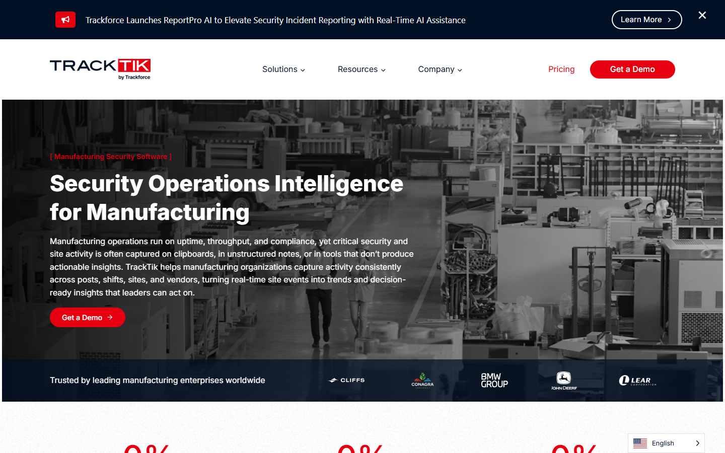 Manufacturing Industry Page screenshot