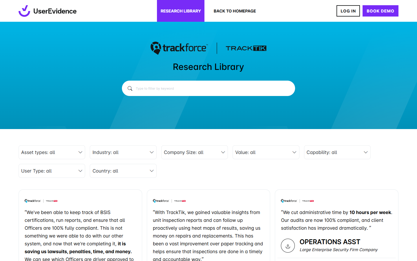 UserEvidence Trackforce Research Library